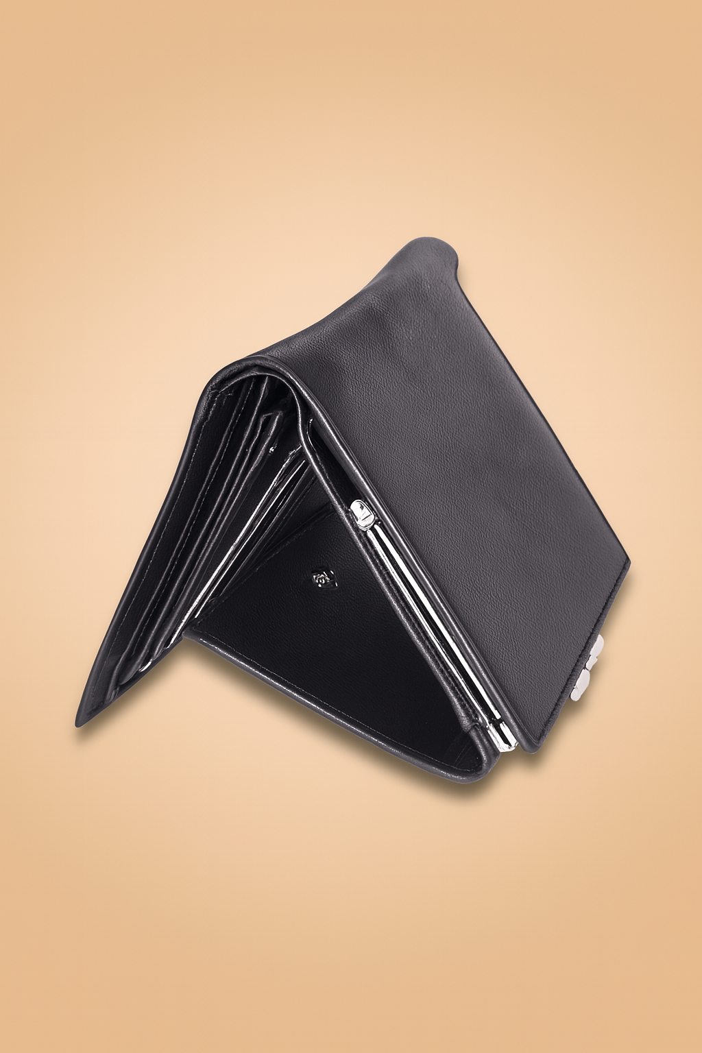 Leather Solid Black Clutch Women Wallet