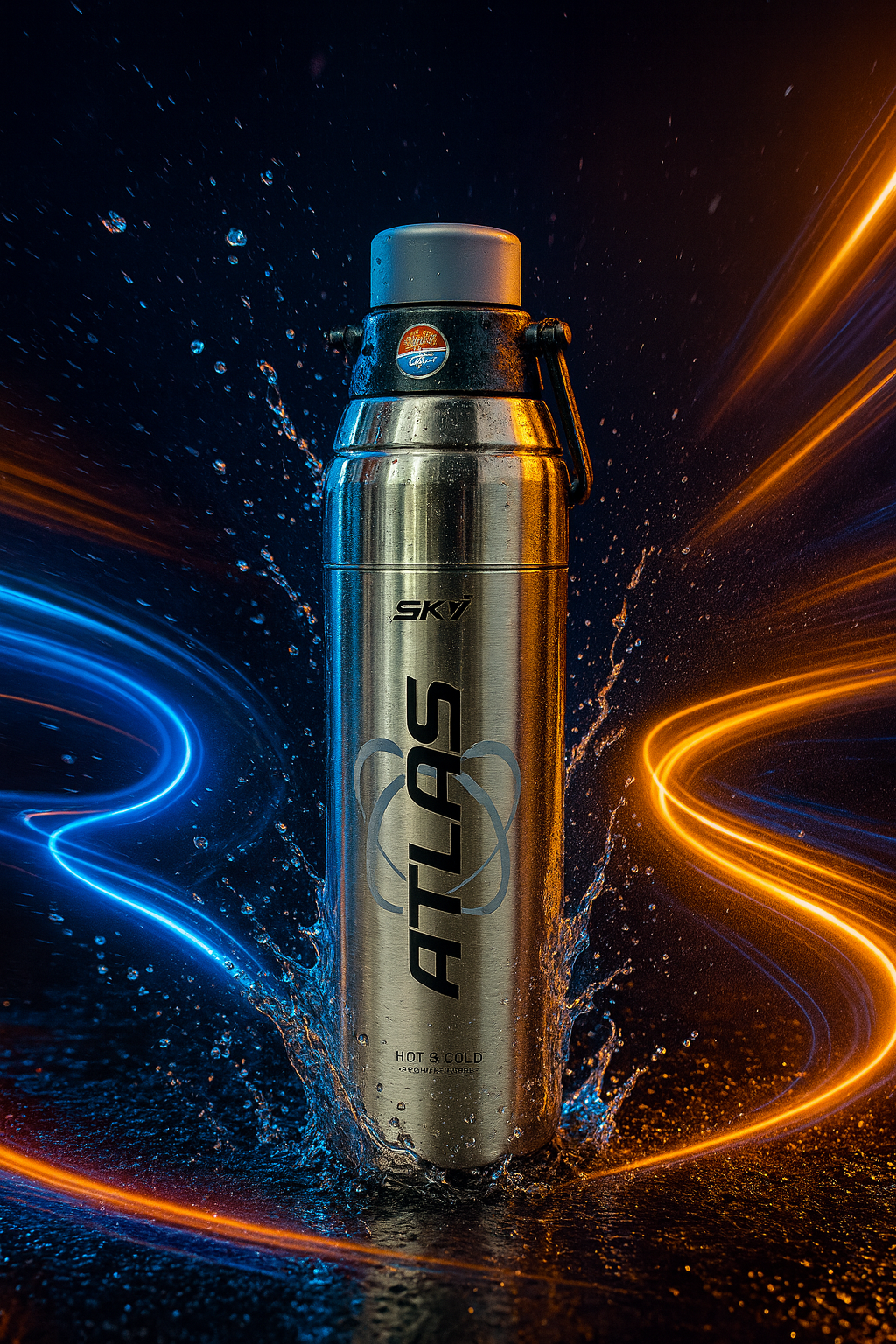 Sky Atlas Printed 1400ml  Silver Pu Layer Steel Water Bottle