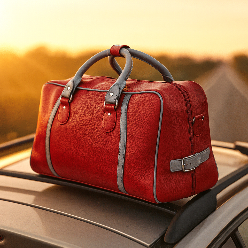 Leather Solid Red Travel Bag