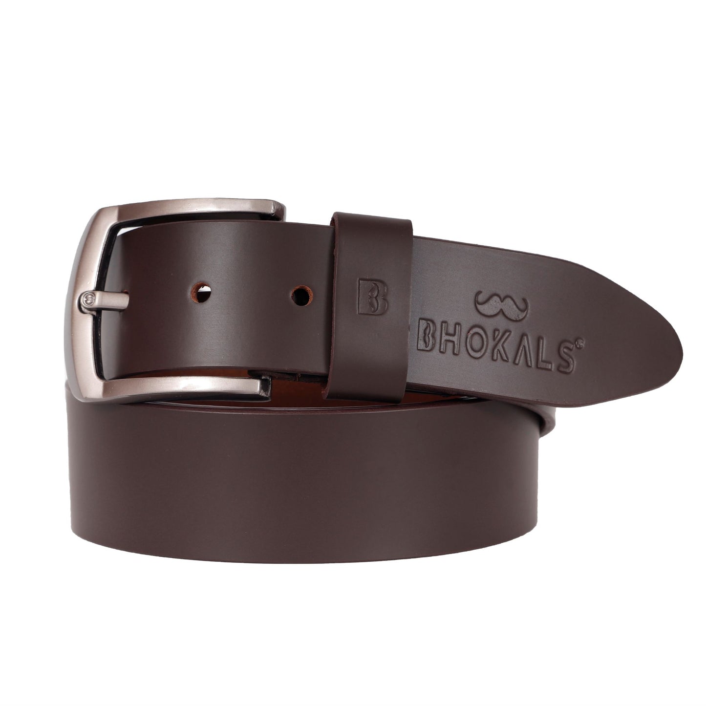 Bhokals Men Solid Brown Leather Belt