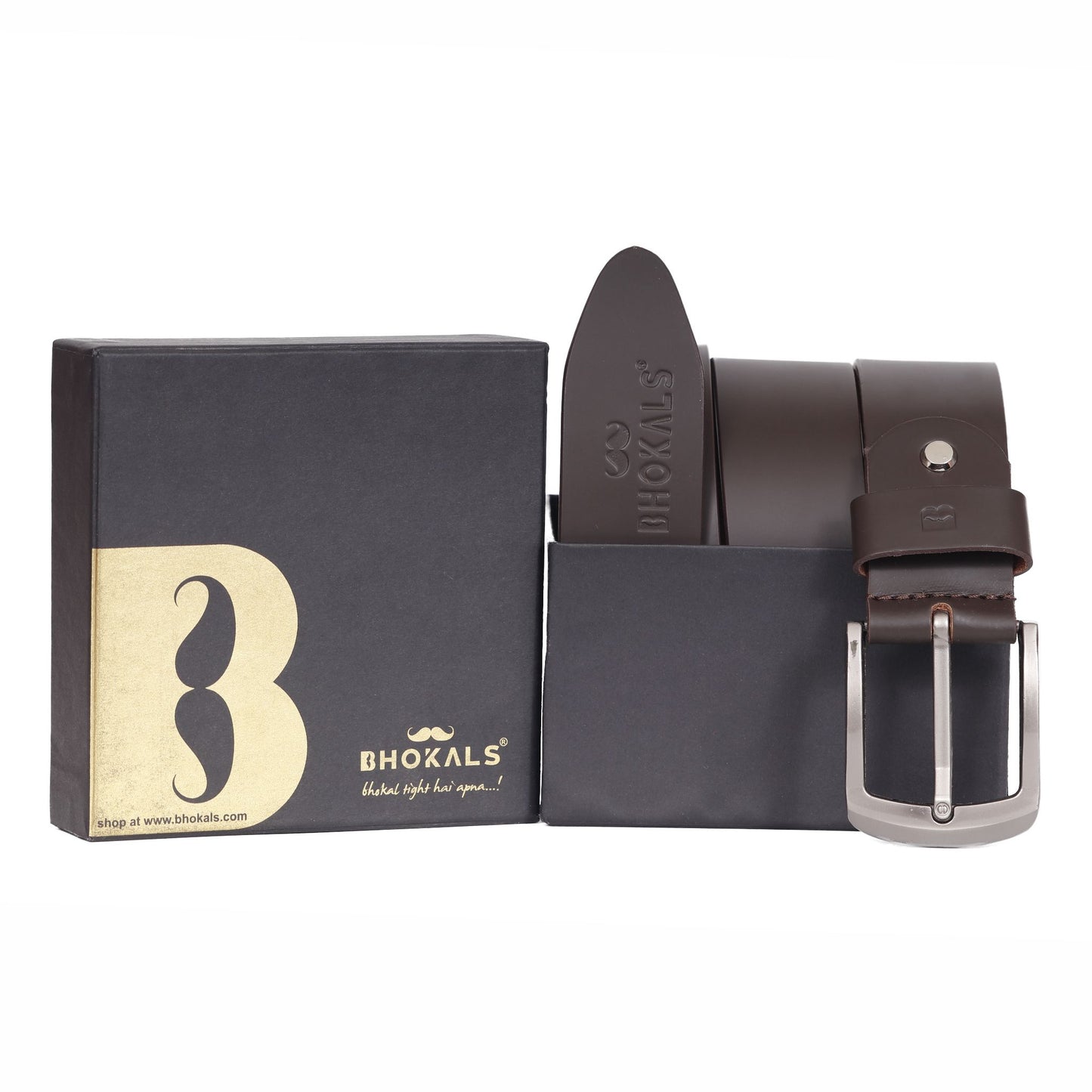 Bhokals Men Solid Brown Leather Belt
