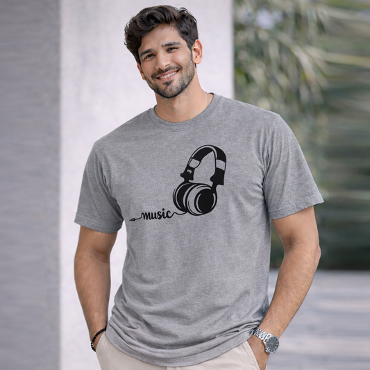 Bhokals "Music" Printed Round Neck, Cotton, Super Soft T-Shirt