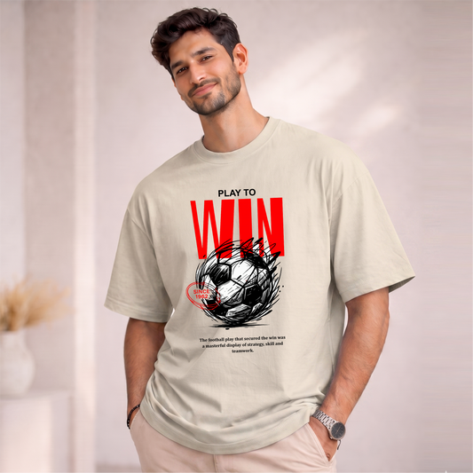 Men's Oversized Play To Win Printed T-Shirt