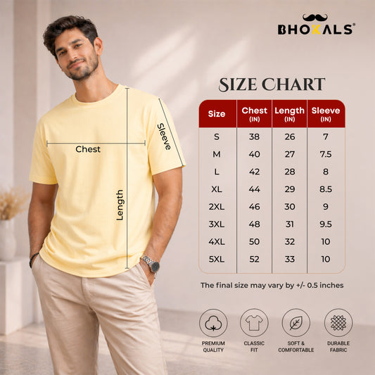 Bhokals Plain , Round Neck, Cotton, Super Soft T-Shirt