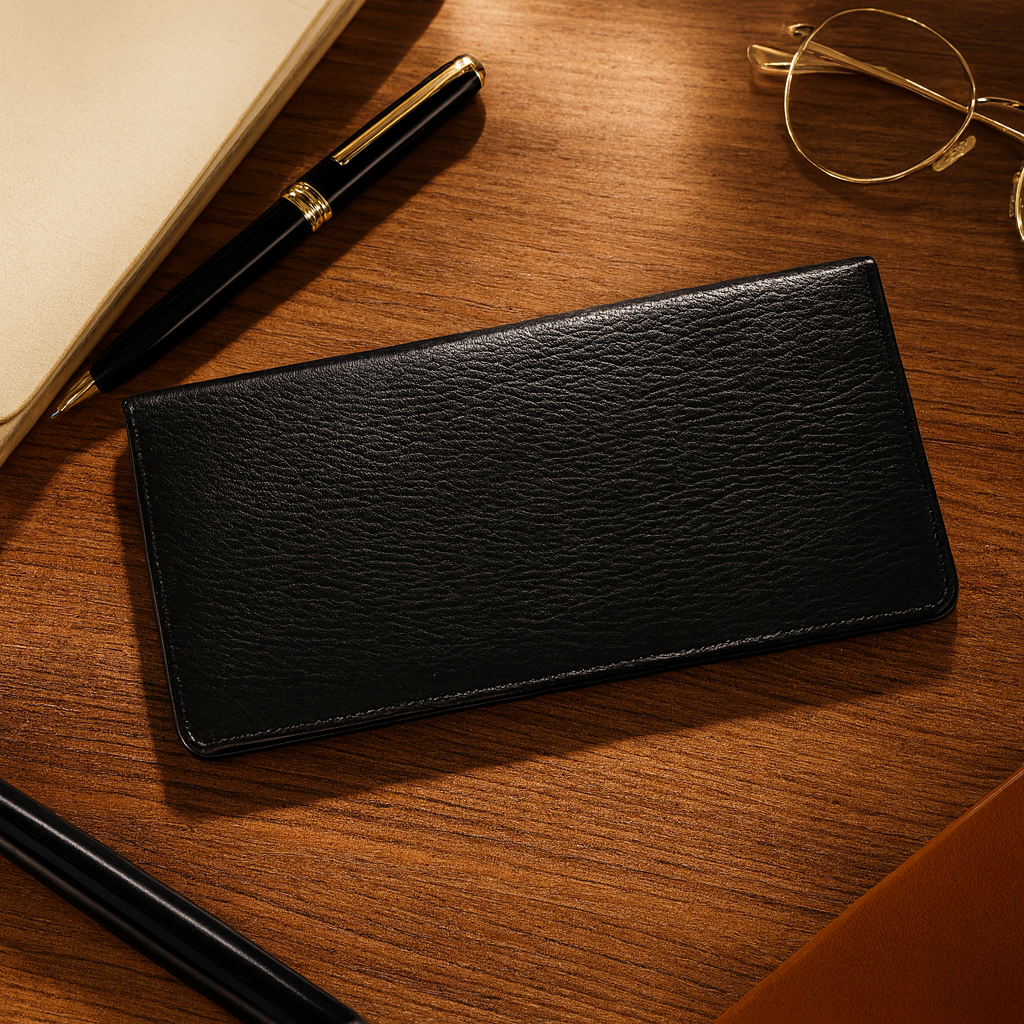 Leather Solid Black Card Holder