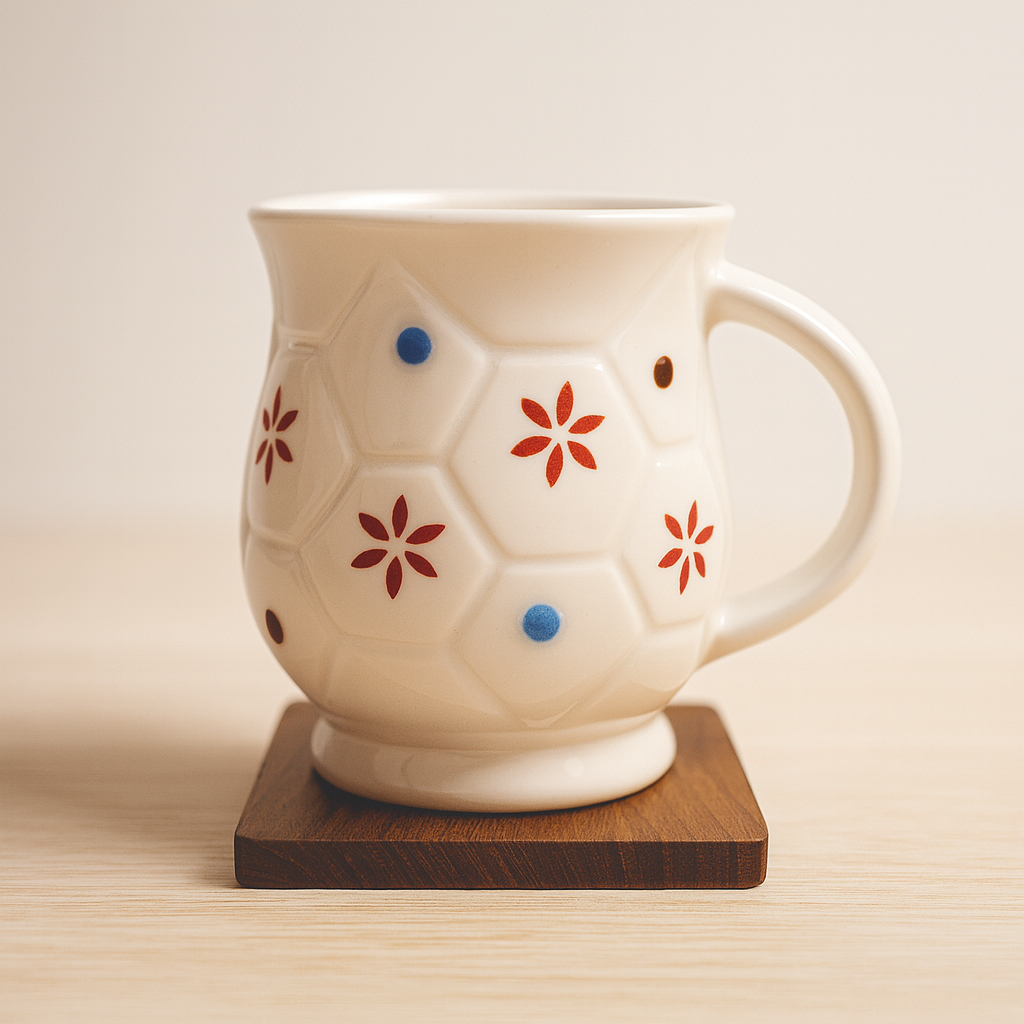 Bhokals Flower Printed Oval White Coffee Mug