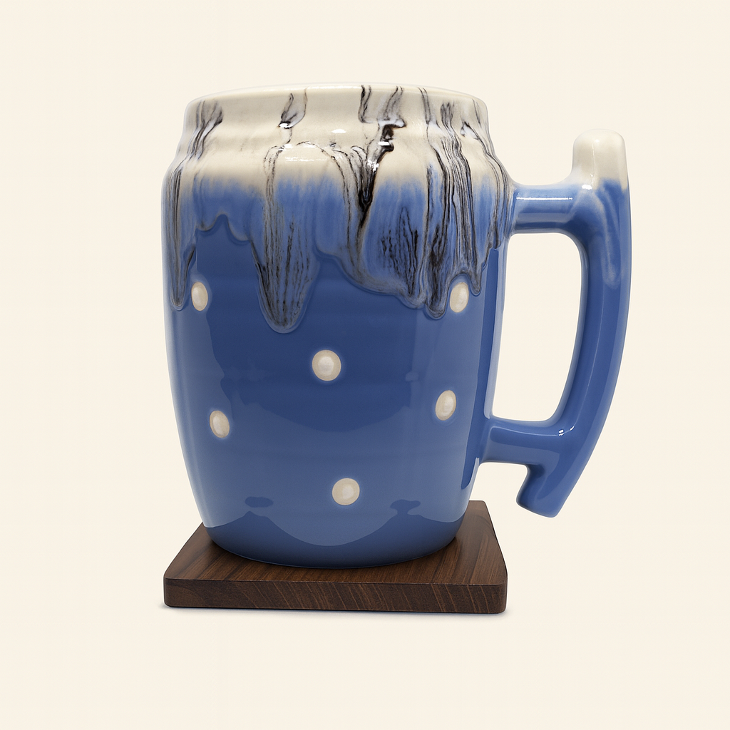 Bhokals Big Dots Sky Blue Round Coffee Mug