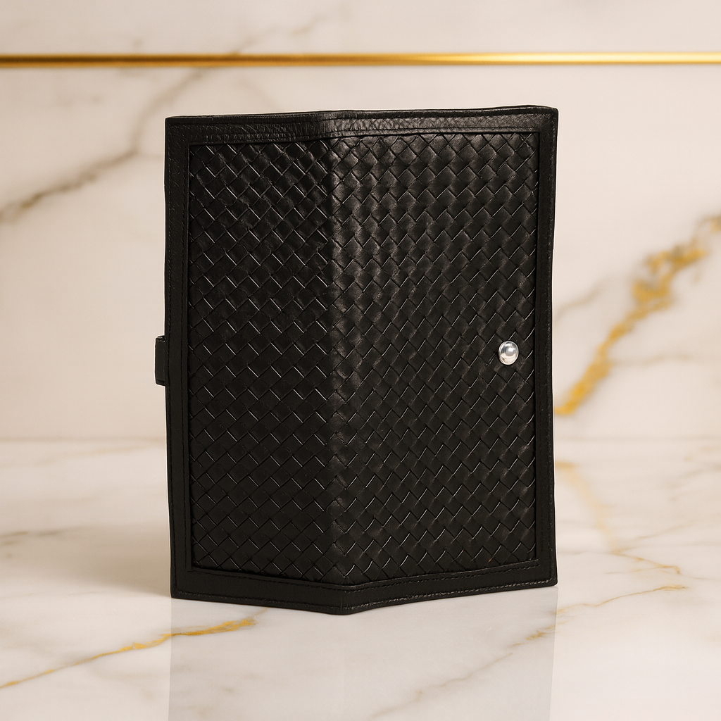 Leather Black Weave Ticket Card Holder