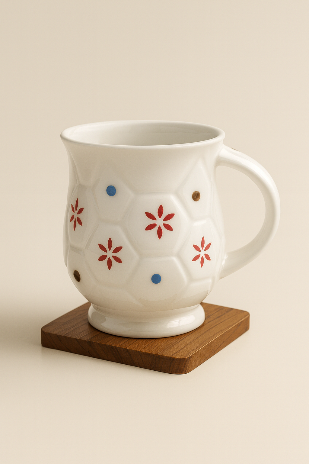 Bhokals Flower Printed Oval White Coffee Mug