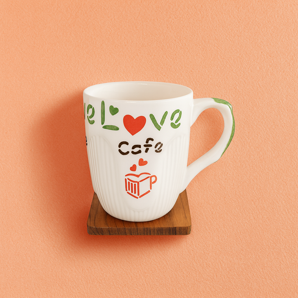 Bhokals Love Cafe Printed White Coffee Mug