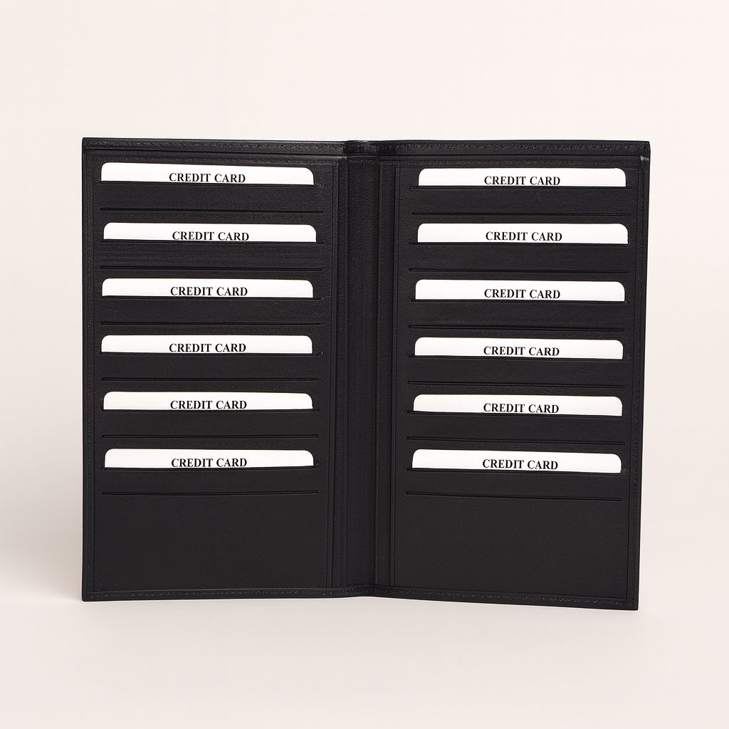 Leather Solid Black Card Holder