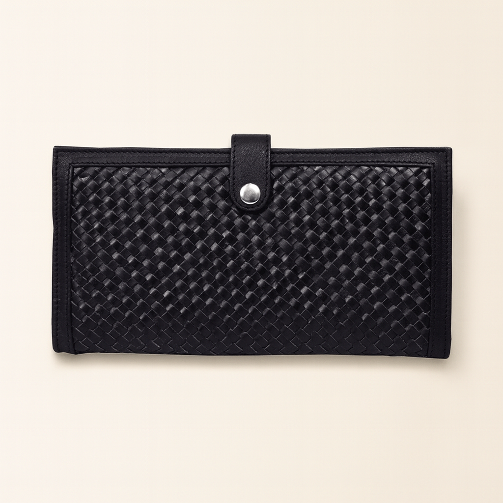 Leather Black Weave Ticket Card Holder