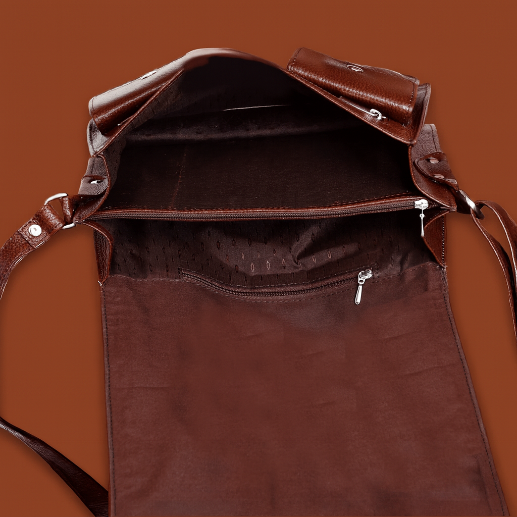 Leather Brown Half Weave Women Bag