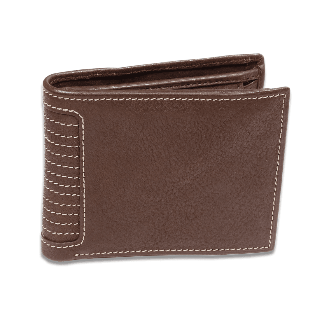Leather Brown White Thread Men Wallet