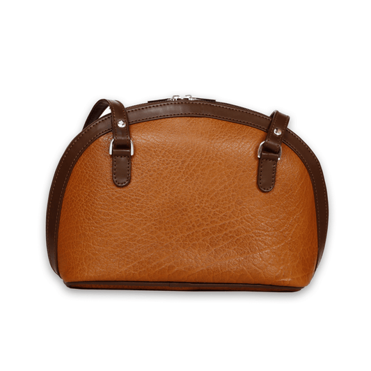 Leather Solid Tan Women Hand Bag