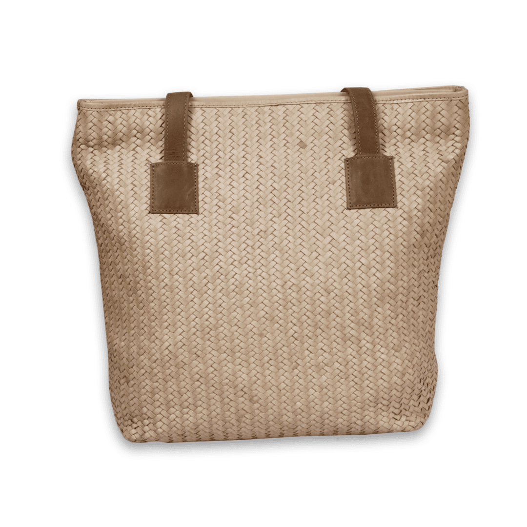 Leather Cream Weave Women Shoulder Bag