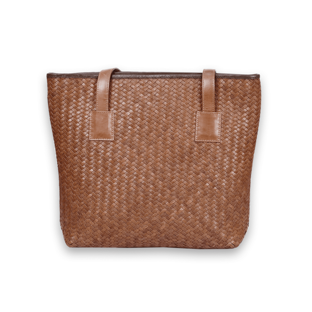Leather Brown Weave Women Shoulder Bag