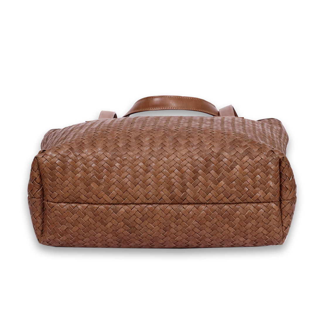 Leather Brown Weave Women Shoulder Bag
