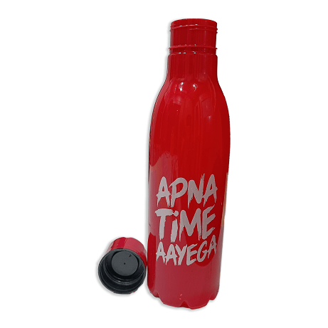 Apna Time Ayega Printed Red Water Bottle