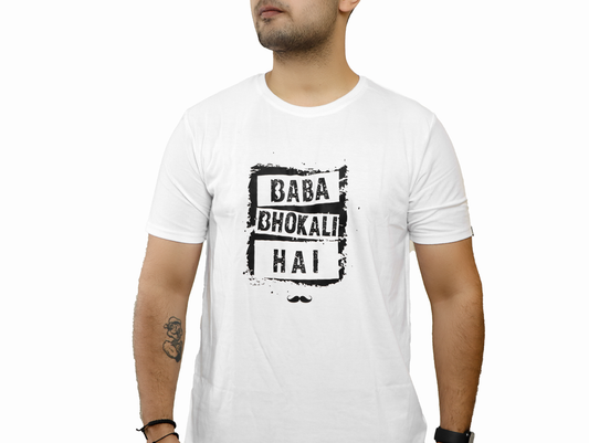 Baba Bhokali Hai Printed Round Neck Cotton Men T-Shirt