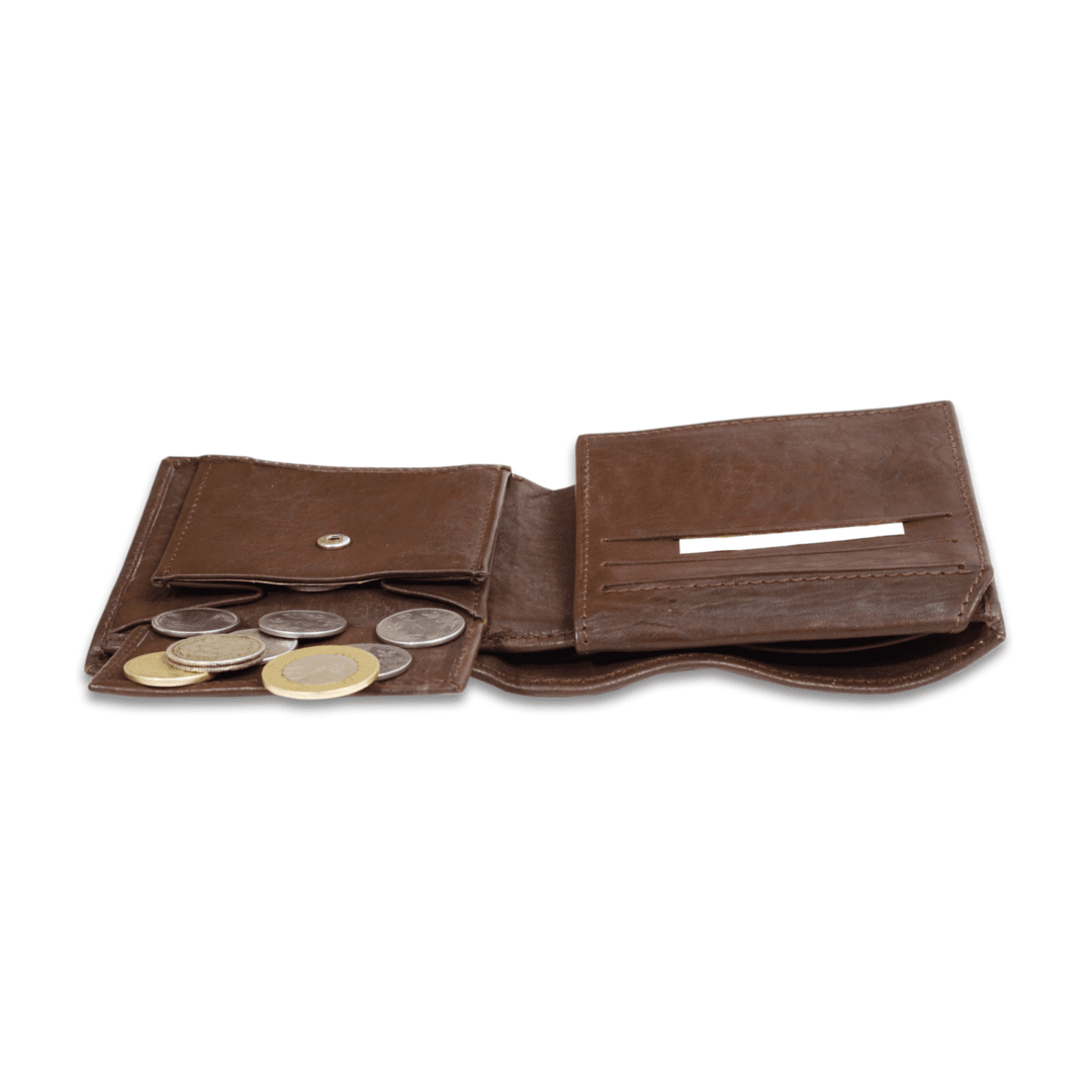 Leather Brown White Thread Men Wallet