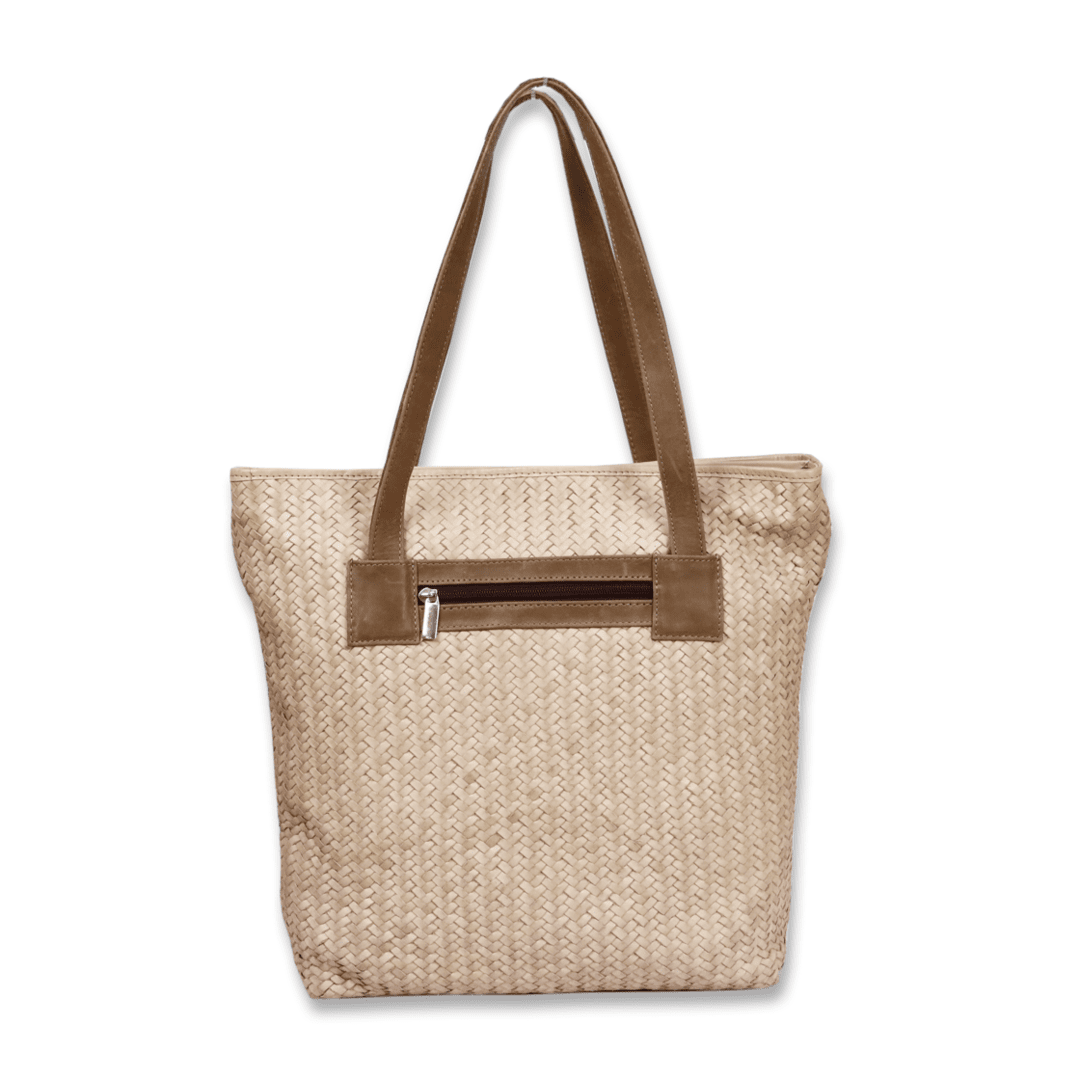 Leather Cream Weave Women Shoulder Bag