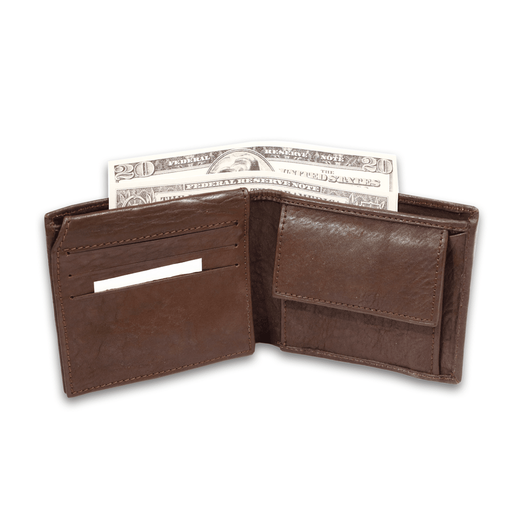 Leather Brown White Thread Men Wallet