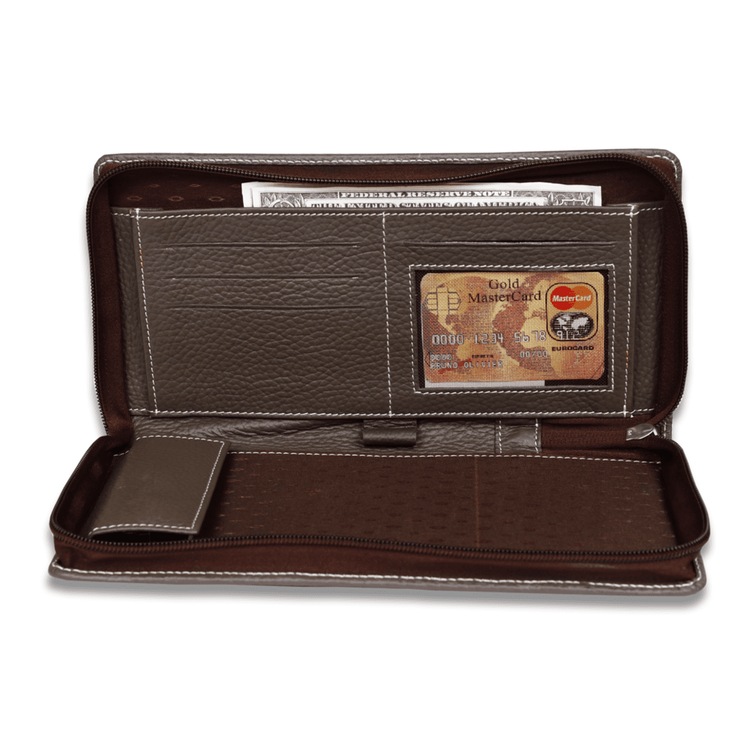 Leather Solid Brown Cheque Book Folder