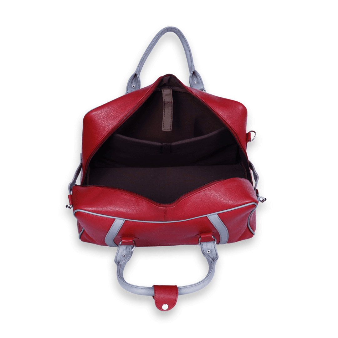 Leather Solid Red Travel Bag