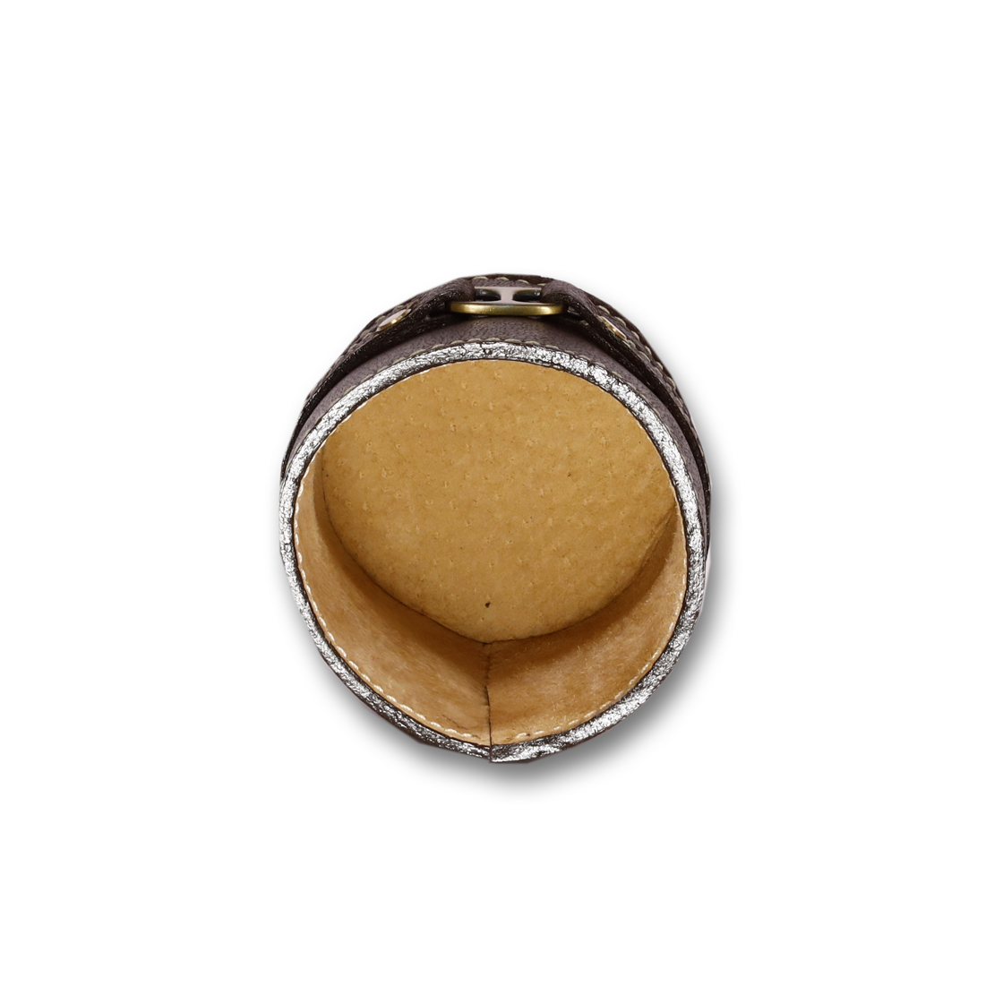 Leather Brown Round Buckle Pen Holder