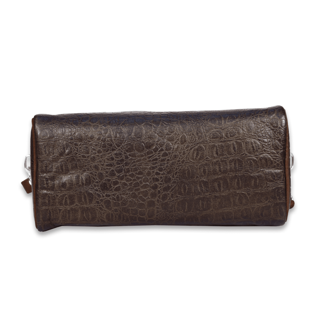 Leather Crocs Chocolate Brown Women Hand Bag
