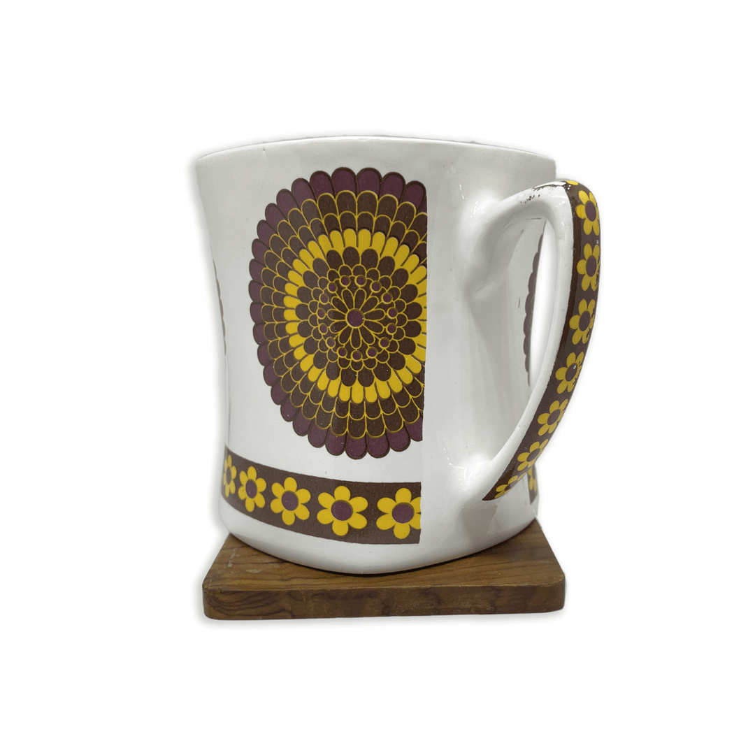 Bhokals Flower Brown Yellow printed White Coffee Mug