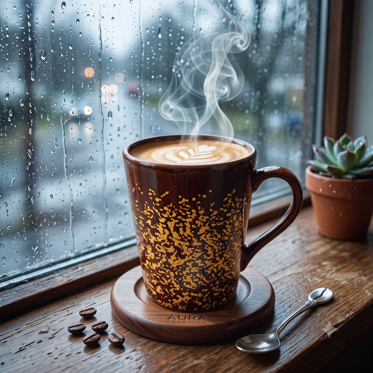 Bhokals Ceramic Brown Yellow Coffee Mug