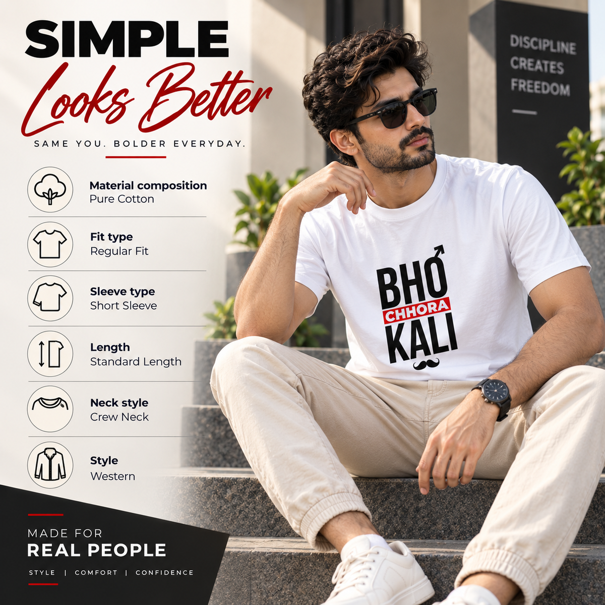 Bhokali Chora Printed Round Neck Cotton Men T-Shirt