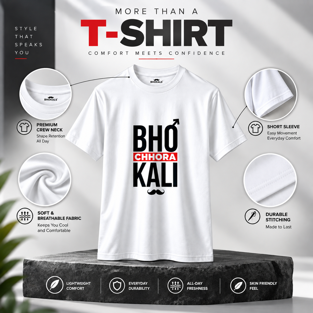 Bhokali Chora Printed Round Neck Cotton Men T-Shirt