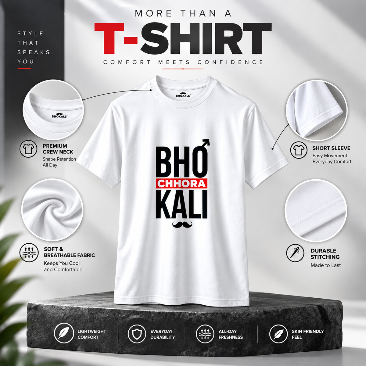 Bhokali Chora Printed Round Neck Cotton Men T-Shirt