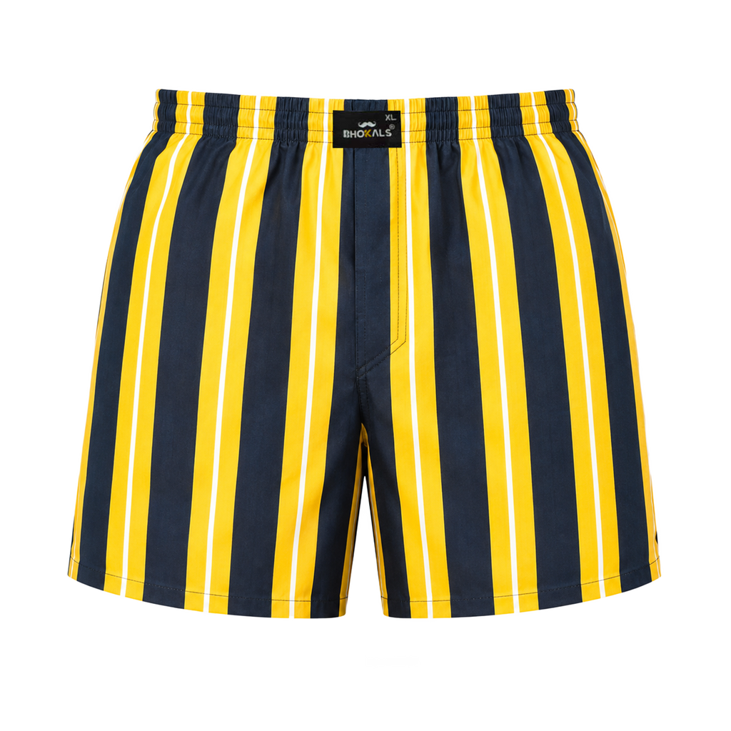 YELLOW BLUE STRIP PRINTED MEN BOXER