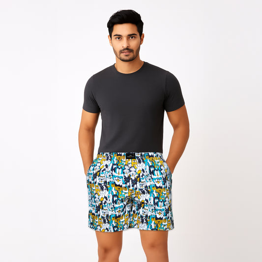 Dogs Printed Cotton Boxer For Men