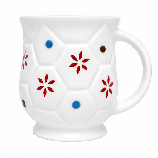 Bhokals Flower Printed Oval White Coffee Mug