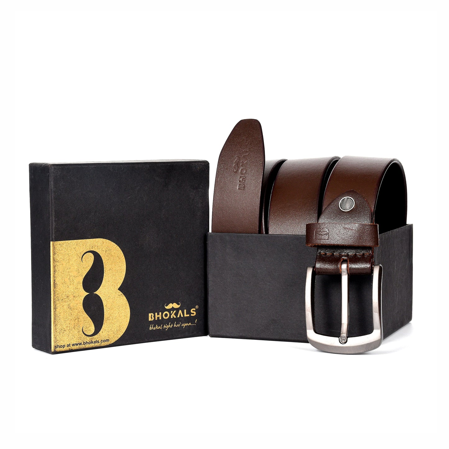 Bhokals Men Brown Casual Leather Belt