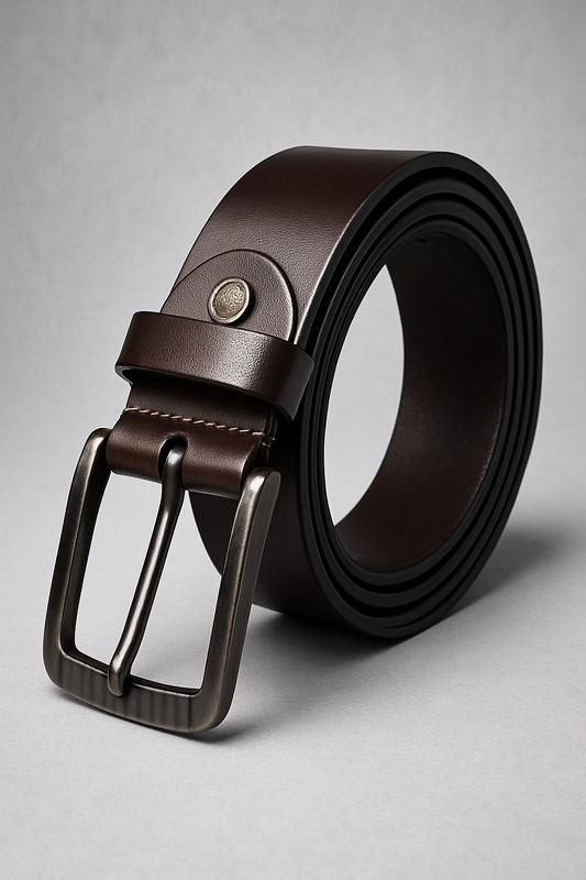 Bhokals Men Texture Brown Leather  Belt