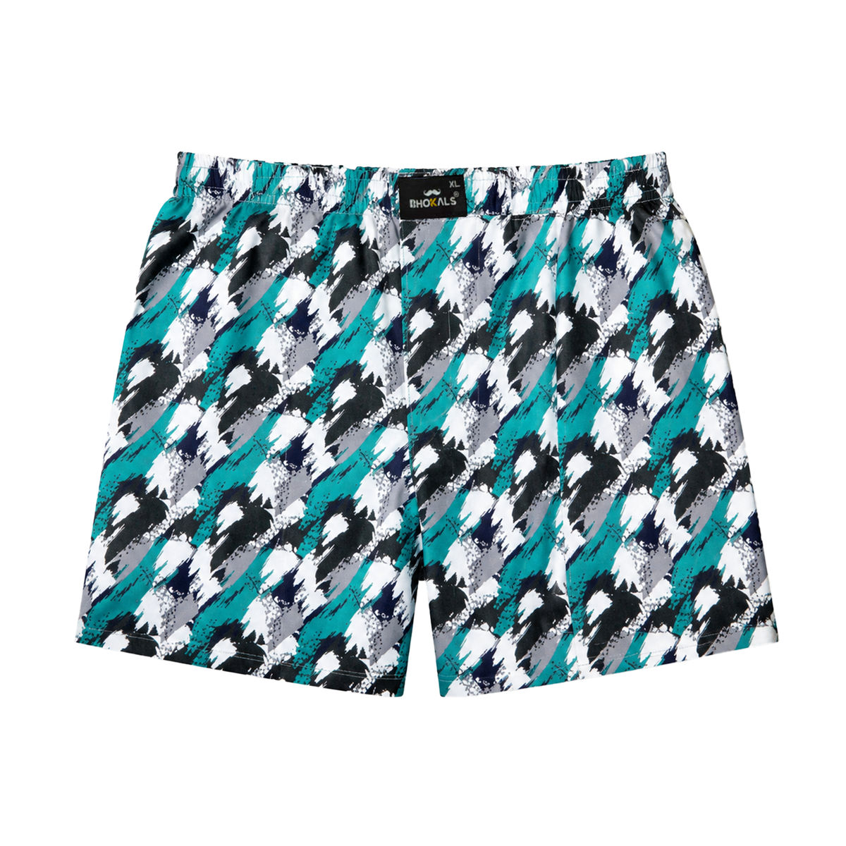 Green White Texture Printed Cotton Boxer For Men