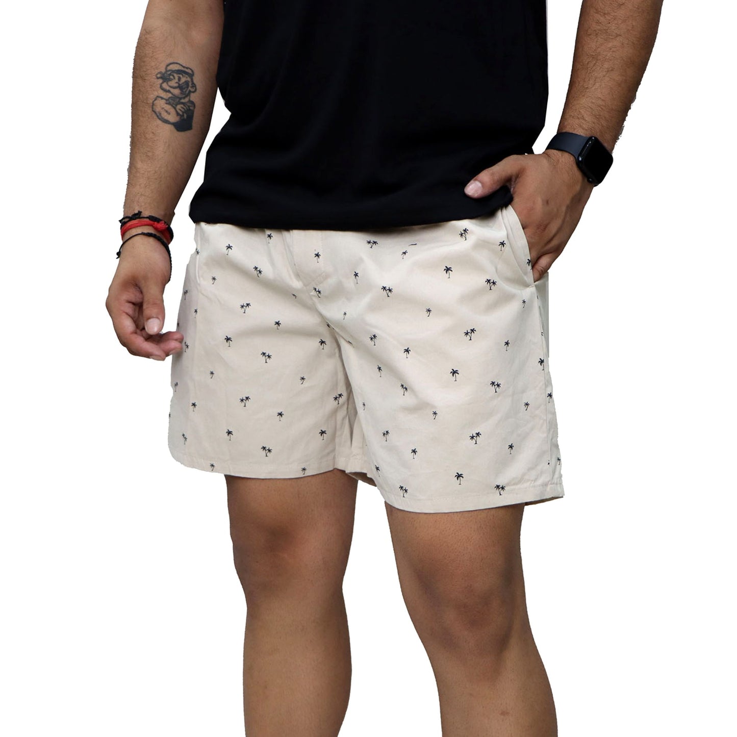 Cream Tree Printed Cotton Boxer For Men