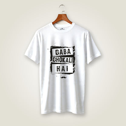 Baba Bhokali Hai Printed Round Neck Cotton Men T-Shirt