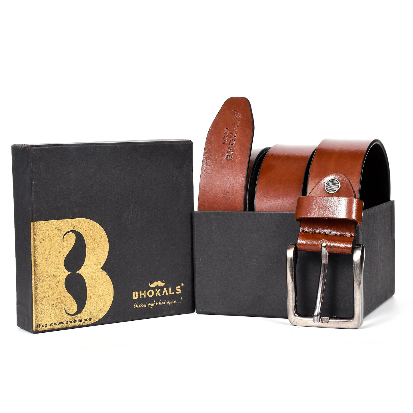 Bhokals Men Solid Tan Casual Leather Belt