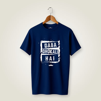 Baba Bhokali Hai Printed Round Neck Cotton Men T-Shirt