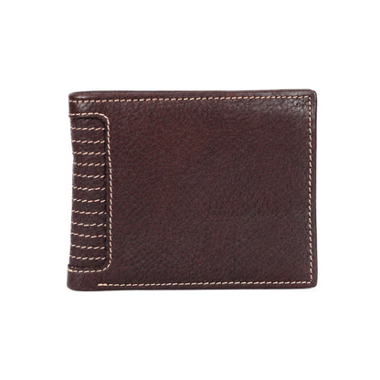 Leather Brown White Thread Men Wallet