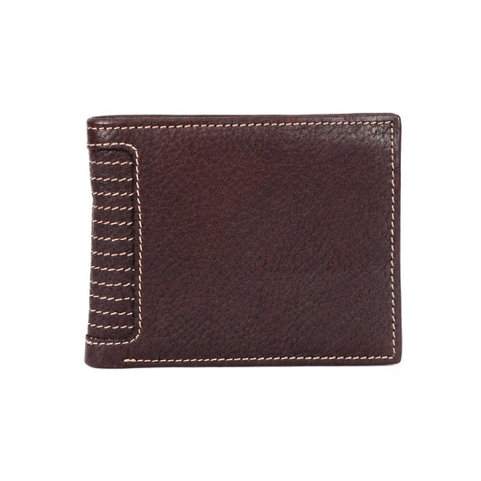 Leather Brown White Thread Men Wallet