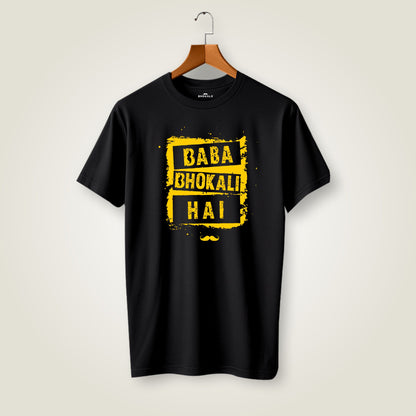 Baba Bhokali Hai Printed Round Neck Cotton Men T-Shirt