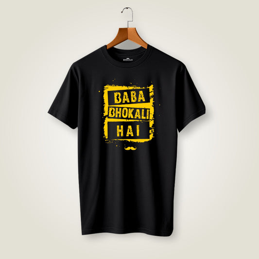 Baba Bhokali Hai Printed Round Neck Cotton Men T-Shirt